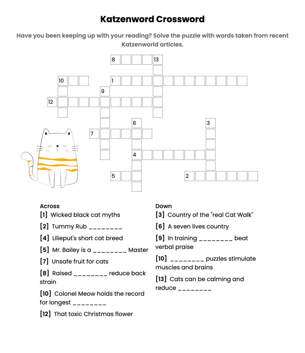Weekly Cat Word Puzzle – Katzenword Crossword