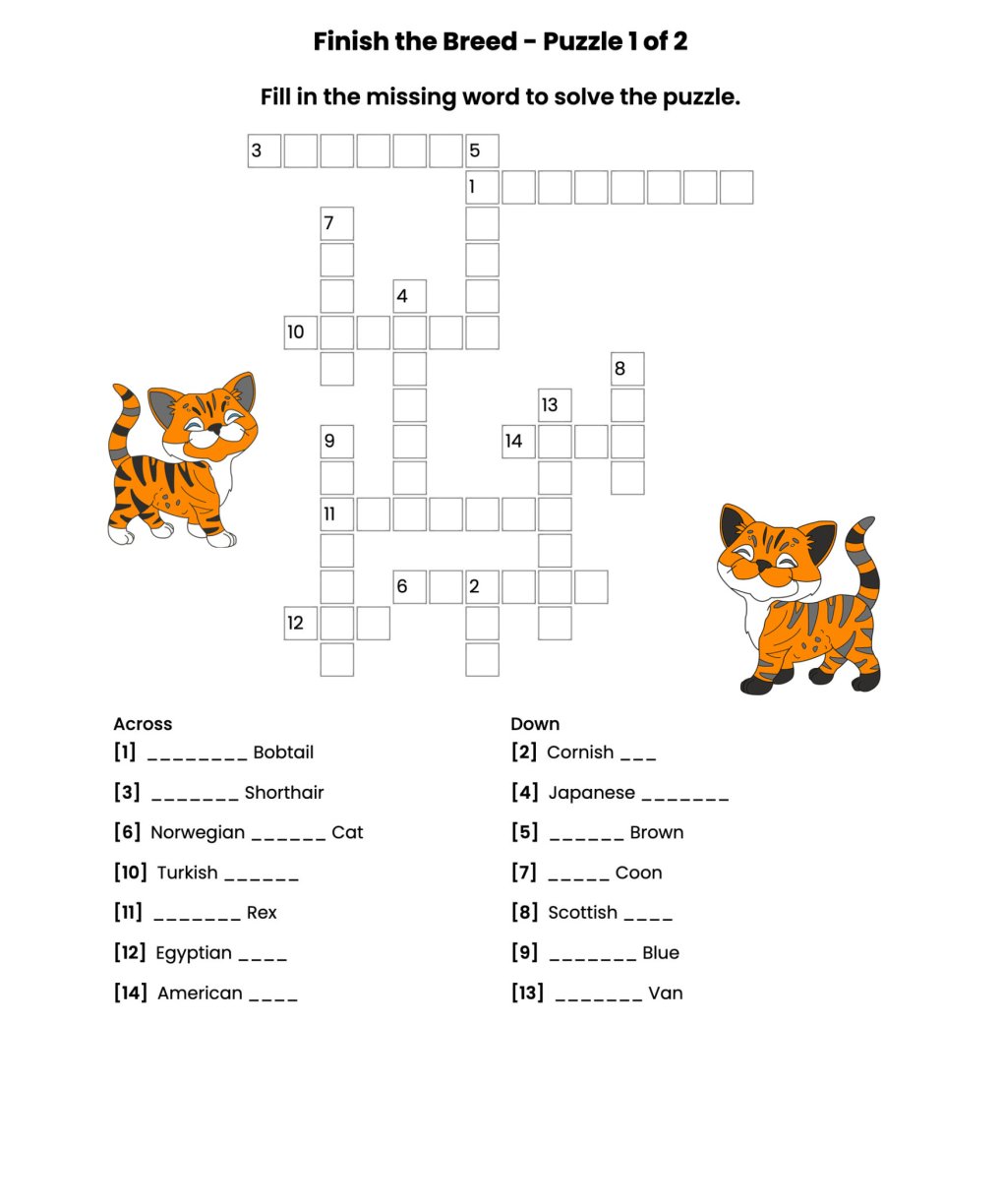 Weekly Cat Word Puzzle – Cat Breeds