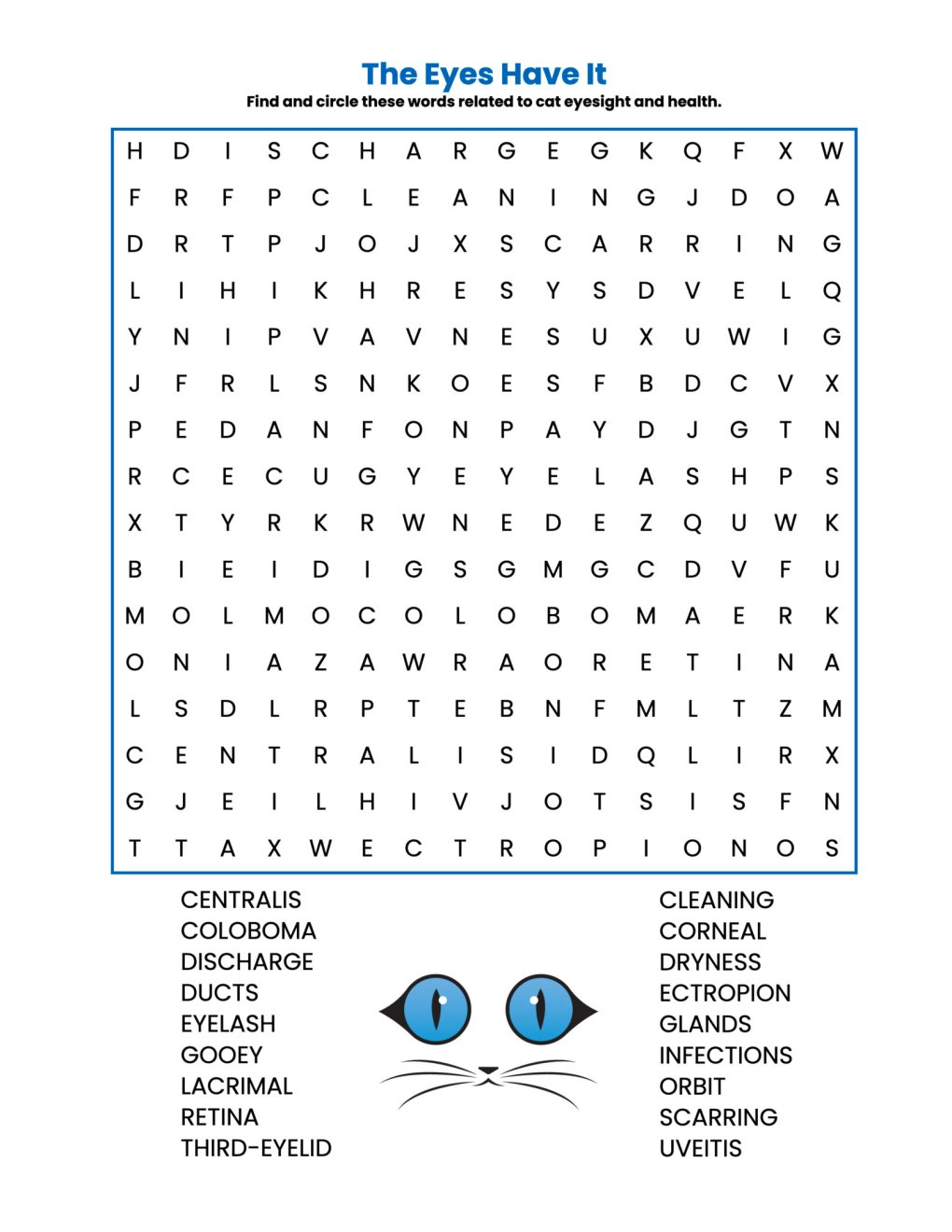 Weekly Cat Word Puzzle – Cats Eyes