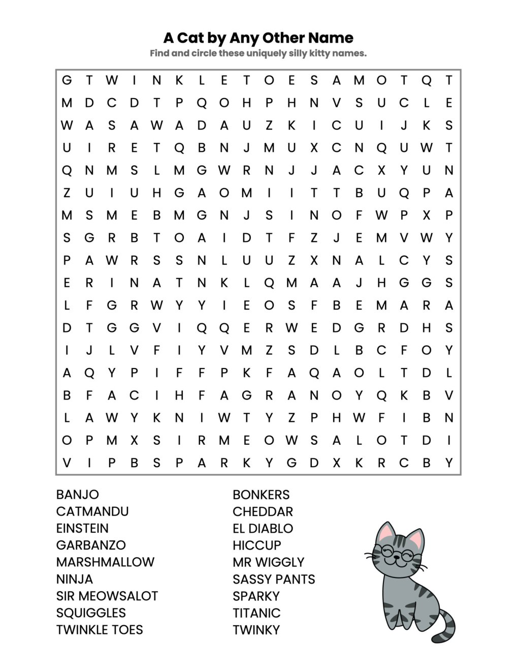 Cat Puzzle Fun: Can You Find All the Feline-Friendly Words in the Grid?