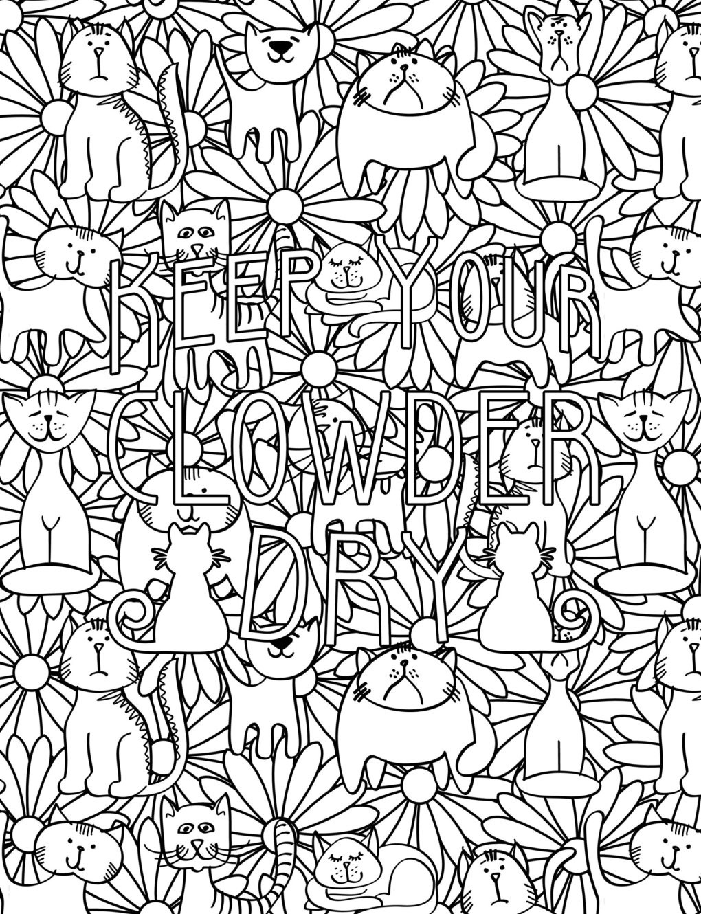 Cat Puzzle: Colour in the Clowder of Cats for Fun! – Print and Share