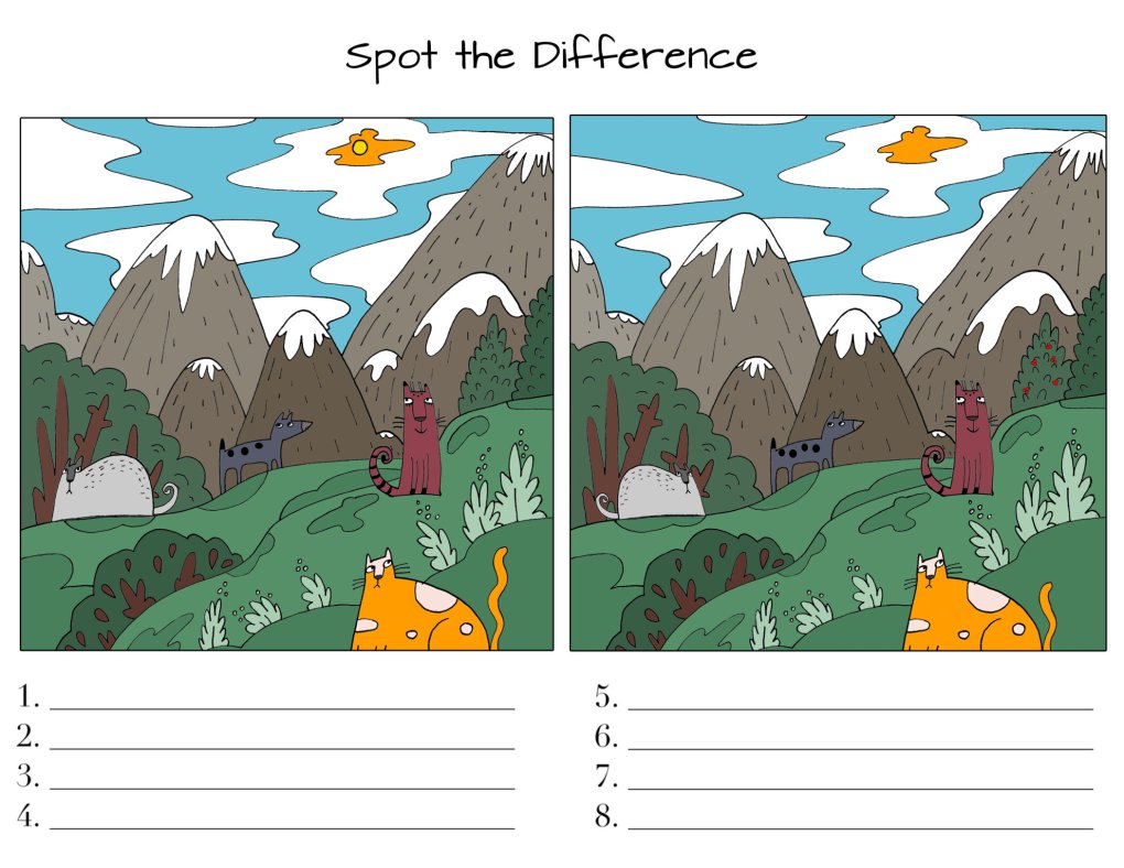 Cat Puzzle: Spot the Differences in Two Cat Images – Print and Have Fun!