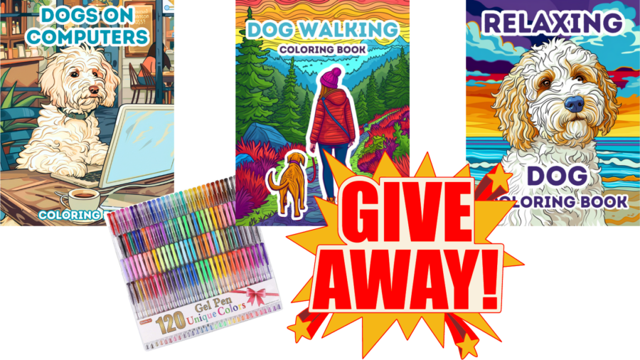 Win 3 Dog Coloring Books & Gel Markers Set!